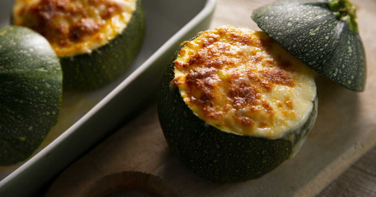 Courgettes farcies à la ricotta et au bacon