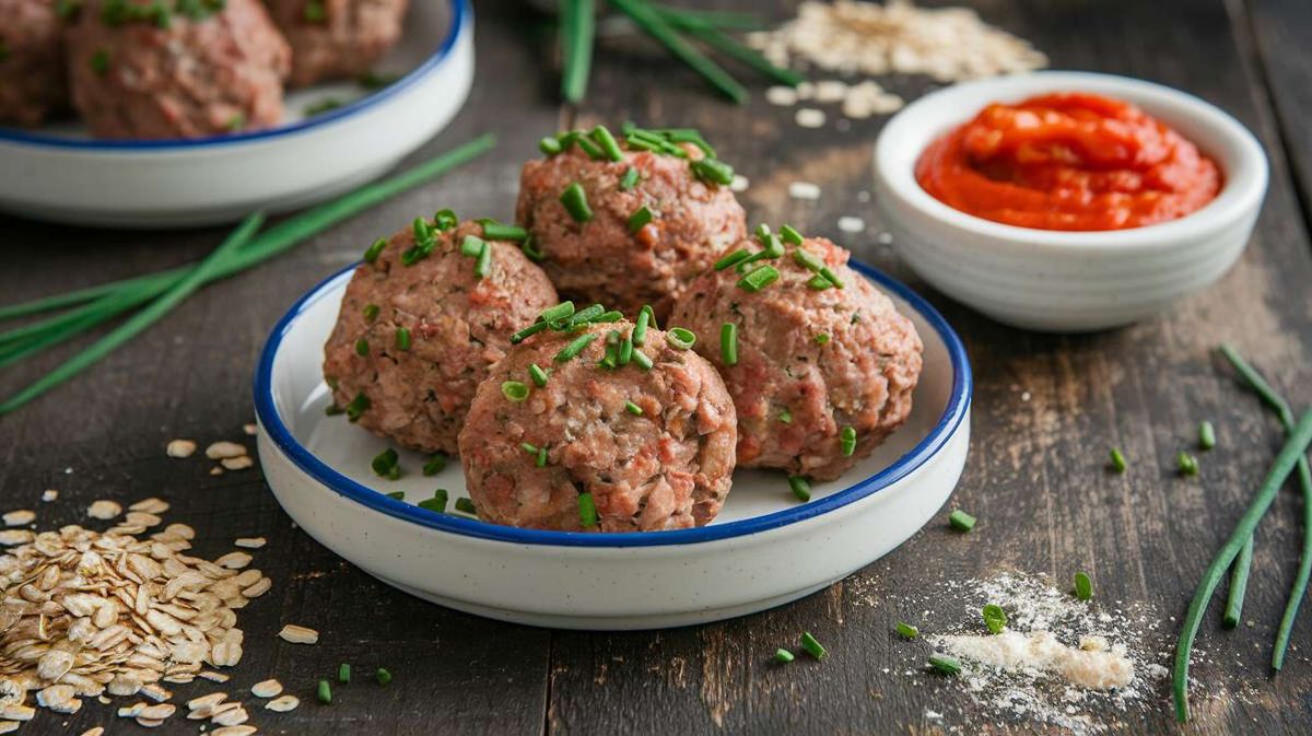 Boulettes de bœuf légères à la tomate, ciboulette et son d’avoine