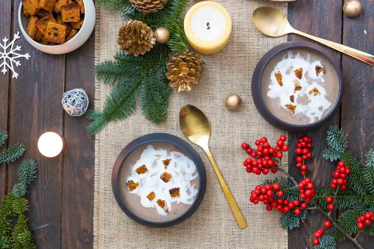 Velouté de châtaignes et croûtons de pain d’épices