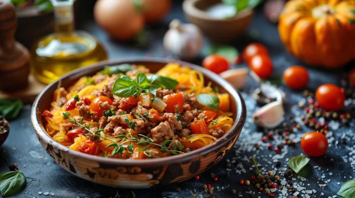 Savourez la courge spaghetti à la bolognaise au Cookeo
