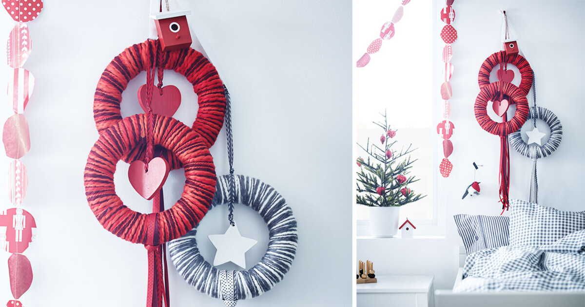 La magie d'une couronne de Noël en laine et rubans