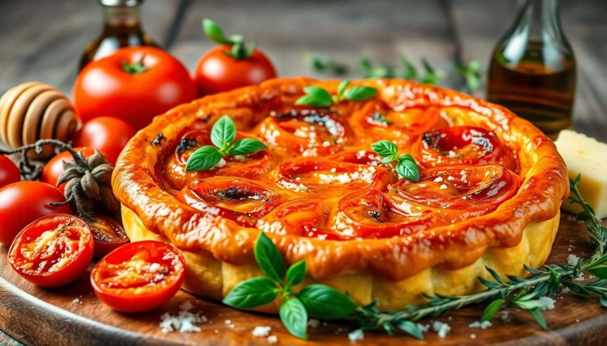 Découvrez la tarte Tatin de tomates au miel et vinaigre balsamique