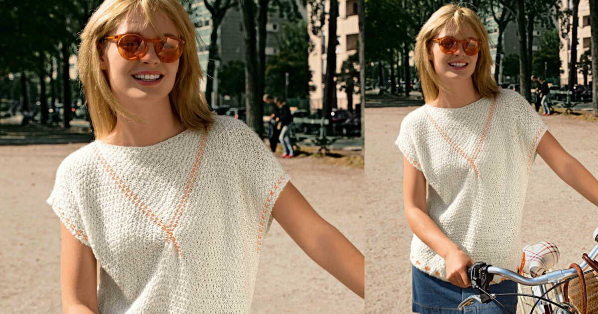 Un t-shirt tricoté en point de blé pour un style chic et léger
