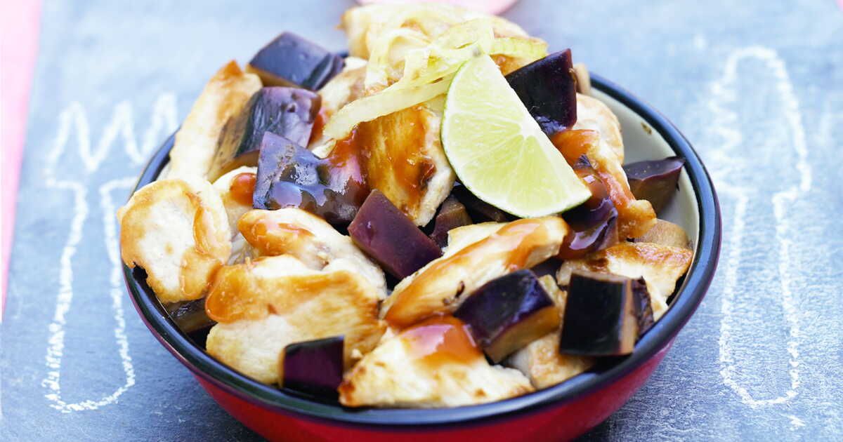 Un délice asiatique : le poulet sauté aux aubergines