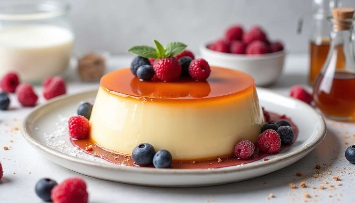 Un dôme de flan léger aux fruits rouges qui va vous séduire